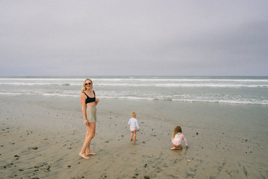 mom, beach, kids, parent